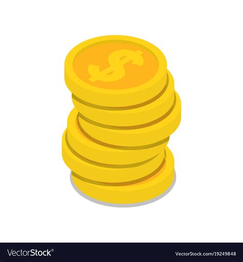 Gold coins stack isometric 3d icon Royalty Free Vector Image