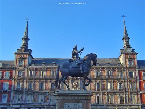 At the center of Plaza Mayor is the large bronze statue of… | Flickr