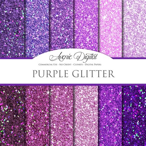 Purple Glitter Digital Paper. Scrapbooking Backgrounds - Etsy