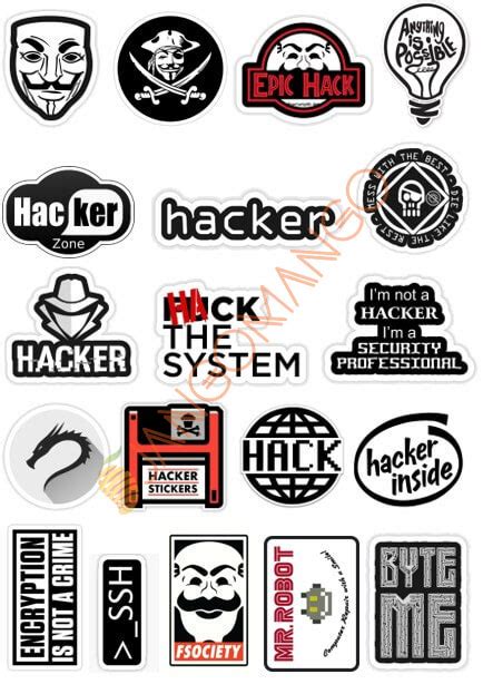 10 Pcs Black N White Hackers Stickers Pack For Laptop Desk Phone Diy Stickers - Jangomango Store ...