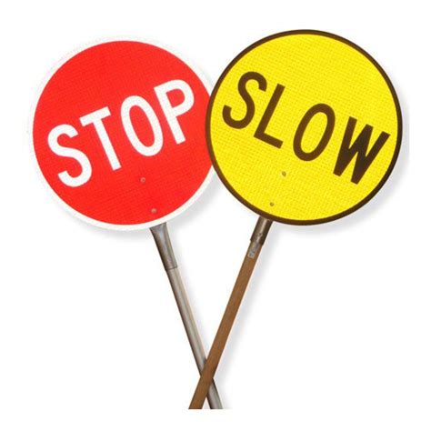 Traffic Control Equipment - Stop Slow Traffic Sign with Wood Handle | eBay