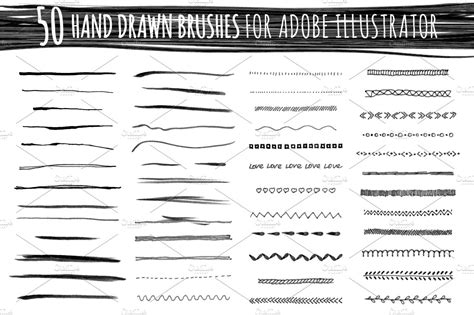 50 Adobe Illustrator vector brushes | Unique Illustrator Add-Ons ~ Creative Market