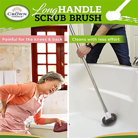 Shower Scrubber for Cleaning & Hot Tub Scrubber with Long Handle - Heavy Duty Extendable Scrub ...