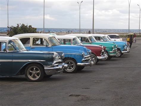 American Convertible Vintage Cars Parked on the Main Street in Havana ...