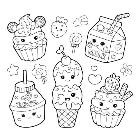 Premium Vector | Cute sweet food and drink kawaii characters | Cute ...