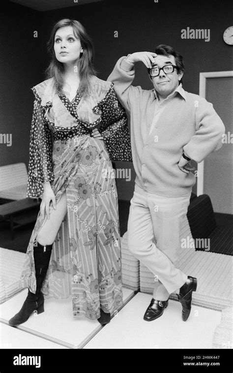 Comedian Ronnie Corbett with actress and model Madeline Smith at the BBC rehearsal room in Acton ...