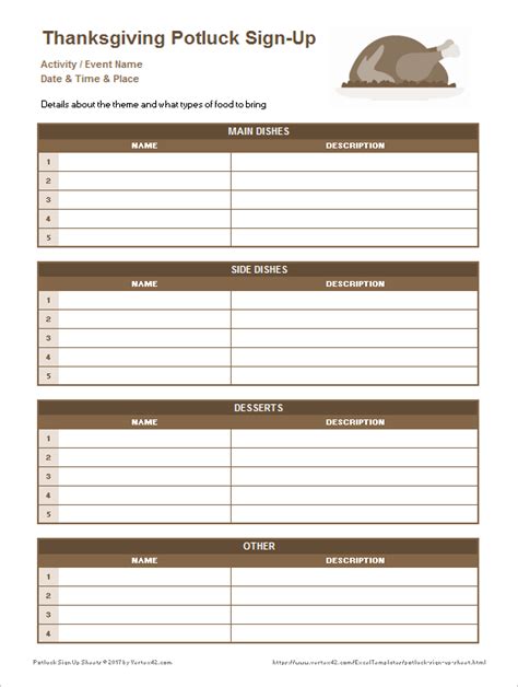 Microsoft Excel Templates: Potluck Sign Up Sheets Excel template