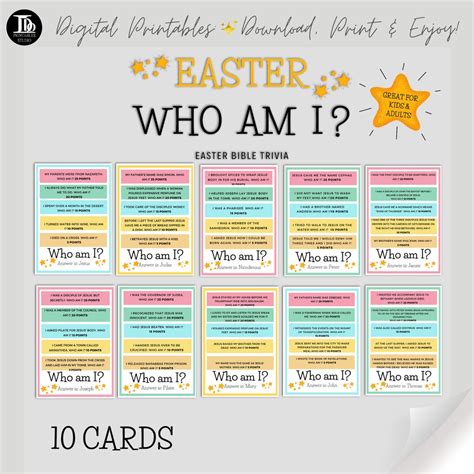 Printable Easter Game Cards / Easter Who Am I Activity / Easter Kids ...