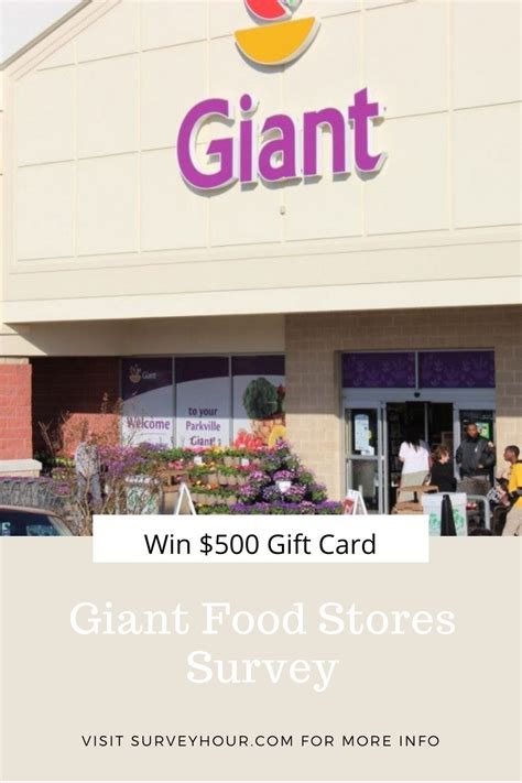 GIANT FOOD STORES SURVEY in 2021 | Giant food, Giant food stores, Gift card