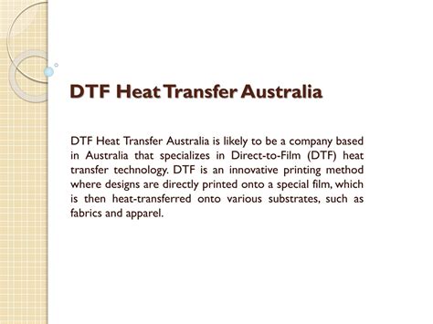 PPT - DTF Heat Transfer Australia PowerPoint Presentation, free ...