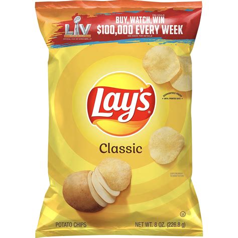 Lay's Classic Potato Chips, 8 oz Bag - Walmart.com - Walmart.com