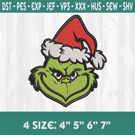 Grinch Face Embroidery Designs , Christmas Embroidery Design - Inspire Uplift