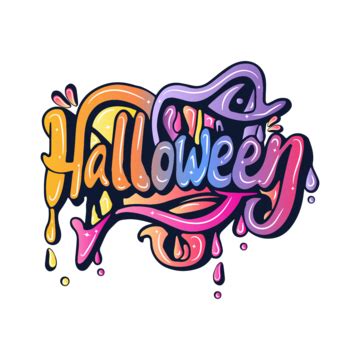 Colorful Halloween Graffiti Lettering Typography Vector, Colorful ...