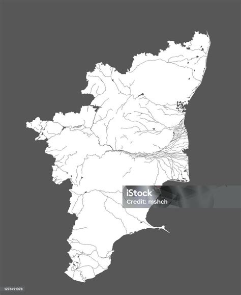 Map Of Tamil Nadu With Lakes And Rivers Stock Illustration - Download ...