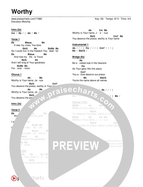 Worthy Chords PDF (Elevation Worship) - PraiseCharts