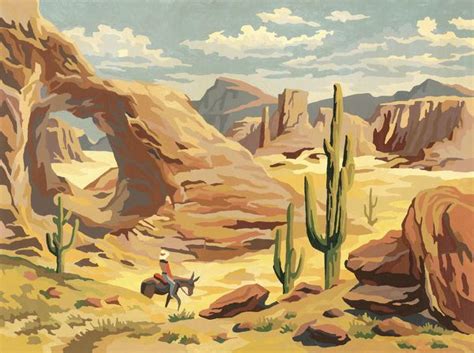 Print of Desert Landscape With Cowboy in 2020 | Desert art, Cowboy art ...