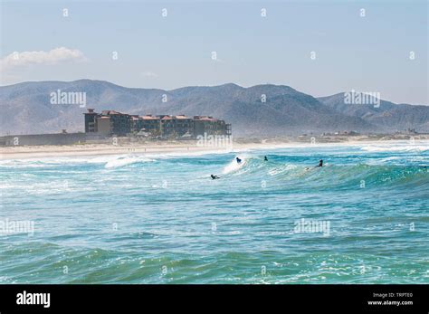 People surfing at LOS CERRITOS BEACH, Todos Santos, Baja California Sur ...