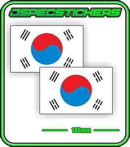 KOREA KOREAN FLAG STICKER VINYL DECAL COUNTRY WINDOW BUMPER x2 140mm ...