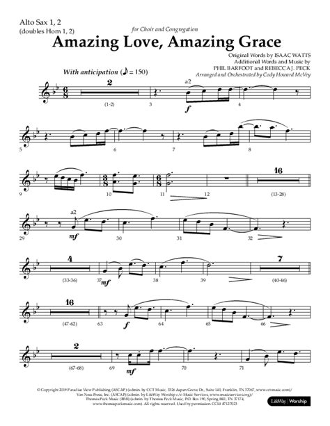 Amazing Love Amazing Grace (Choral Anthem SATB) Alto Sax Sheet Music PDF (Lifeway Choral / Arr ...