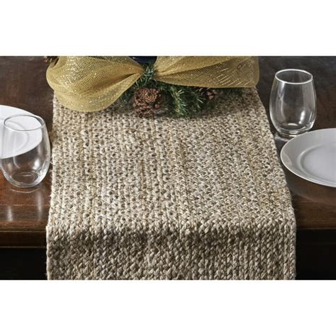 LR Home Bleached Natural Jute Braided Dual Tone Jute Table Runner - Walmart.com - Walmart.com