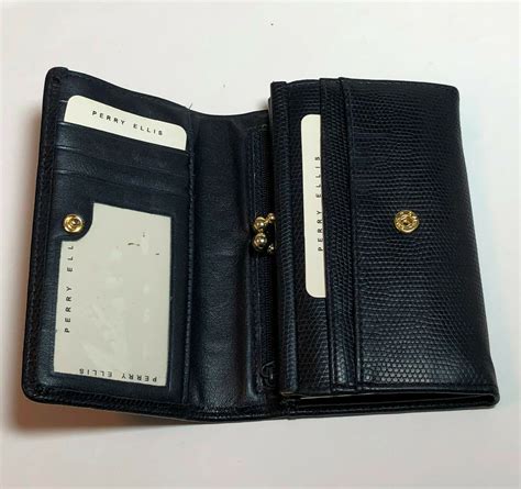 Perry Ellis America Faux Leather Bifold Wallet Kisslock Ziiper Change Purse | eBay in 2022 ...