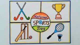 National Sports Day Drawing Easy Steps//World Sports Da... | Doovi