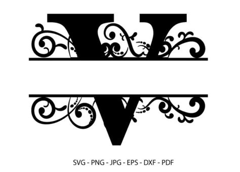 1 V Monogram Alphabet Designs & Graphics