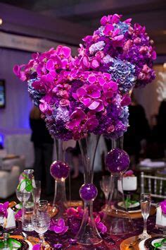 Hot pink and purple wedding centerpieces
