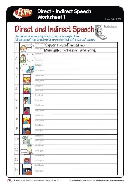 Direct - Indirect Speech Worksheet 1 - TTS