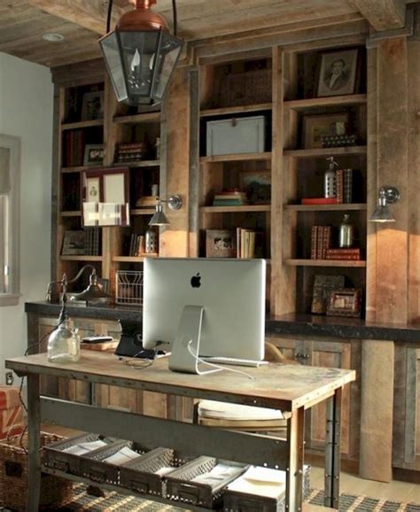 Home Office Space With Rustic Design | Cozy home office, Rustic home offices, Home office decor