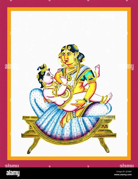 Yashoda in a sari nursing Krishna Stock Photo - Alamy