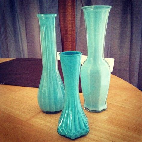 Glass Vases: Goodwill $3 Blue Acrylic Paint: .75 White Acrylic Paint: .75 1) Mix to make ...
