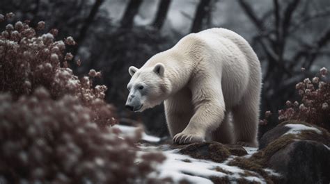 Beautiful Polar Bear On Snow Covered Ground Background, A Polar Bear Walking, Hd Photography ...