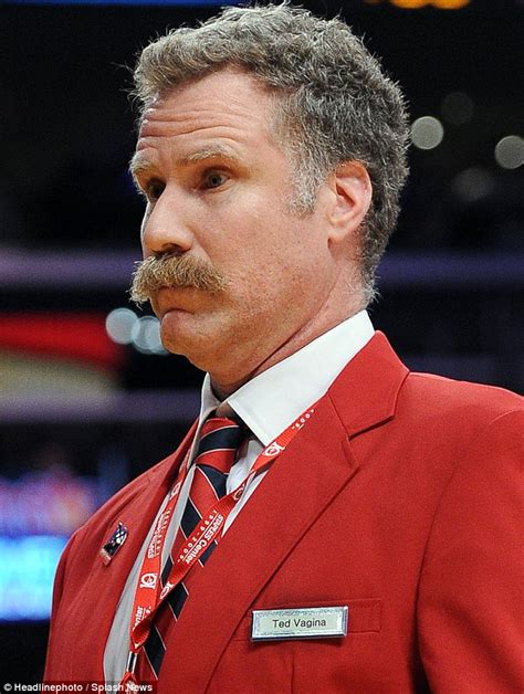 Will Ferrell gets into character as security guard 'Ted Vagina' with a crude name badge at ...