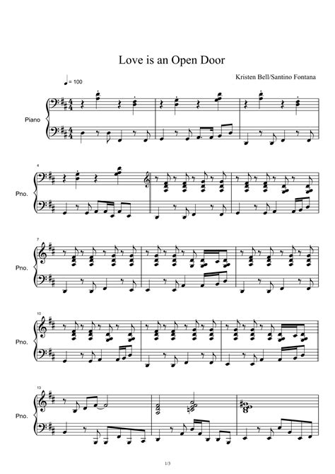 Love Is An Open Door (arr. Kristen Bell & Santino Fontana) Sheet Music ...