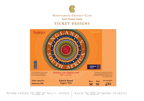 Ticket Design, 2008 England v. South Africa ODI, Lord's Tickets