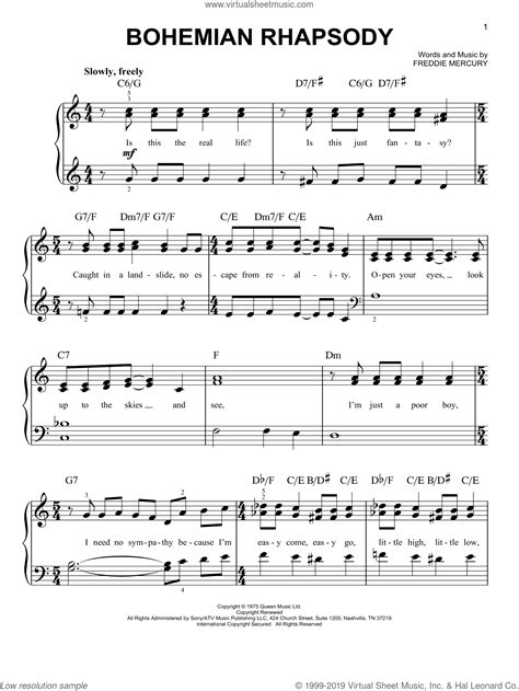 Bohemian Rhapsody for Piano sheet music for Piano download free in PDF or MIDI - Film Indo ...