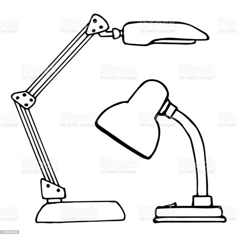Two Reading Lamps Isolated On White Background Vector Illustration In A Sketch Style Stock ...