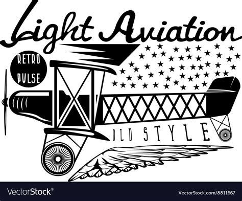 Retro aviation design with airplane and wings Vector Image