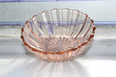 2 Pink Depression Glass Berry Bowls Fortune Pattern Vintage 1930s