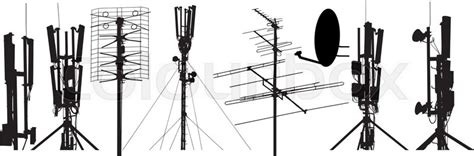 Radio antenna silhouette set vector. ... | Stock vector | Colourbox