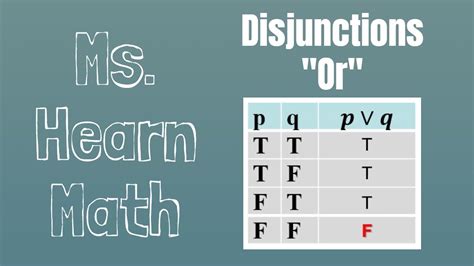 Logic Part 3: Truth Values of Disjunctions: Is an "OR" statement true or false? - YouTube