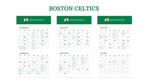 Free Boston Celtics Schedule Template