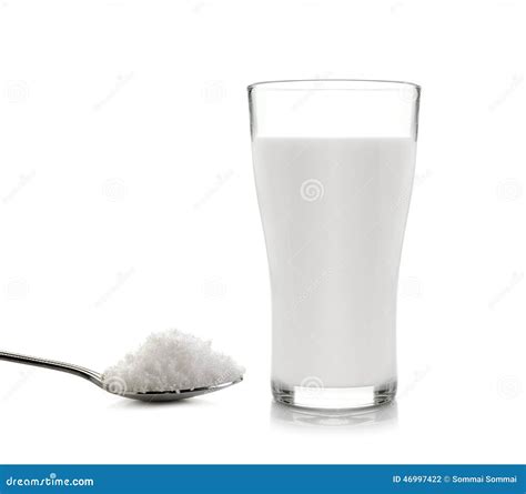 Glass of Milk with Sugar on White Background Stock Photo - Image of ...