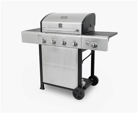 Kenmore 4-Burner Gas Grill with Side Burner, Open Cart - Stainless Steel - Kenmore