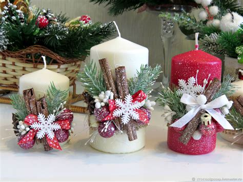 Christmas candle with decoration – купить на Ярмарке Мастеров ...