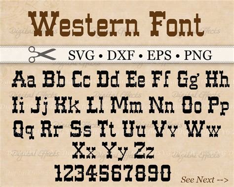 WESTERN Monogram SVG Font Western Alphabet SVG Dxf Eps Png