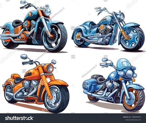 Motorcycle Cartoon Set Isolated On White Stock Vector (Royalty Free ...