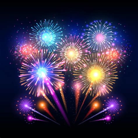 Beautiful colorful firework effect vector free download