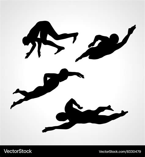 Set of silhouettes of swimmers Royalty Free Vector Image